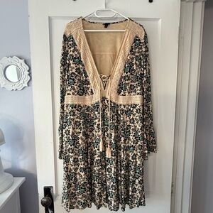 Torrid Cream Bell Sleeve V-Neck Sundress